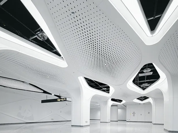 Sculptural Perforated Aluminum Ceiling Panels