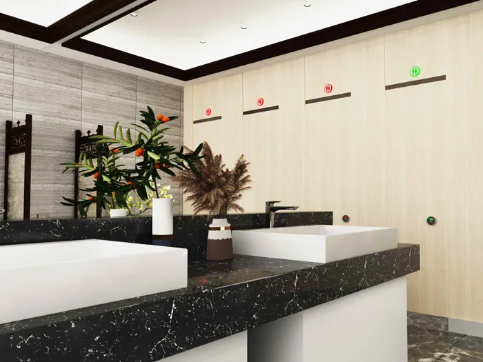 Light Woodgrain Steel Toilet Partitions
