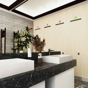 Light Woodgrain Steel Toilet Partitions