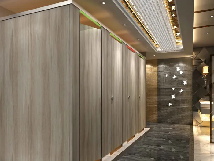 Gray Full-Height Steel Toilet Partitions
