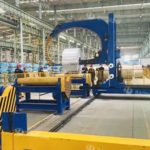 Vertical core-through wrapping machine