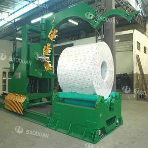Core-through wrapping and packing machine