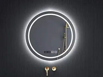 Smart bathroom mirror with time display