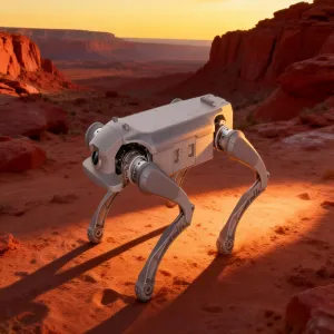 Wheeled Medium-Sized Quadruped Robot &ndash; Hybrid Industrial Robot Dog for Inspection & Security