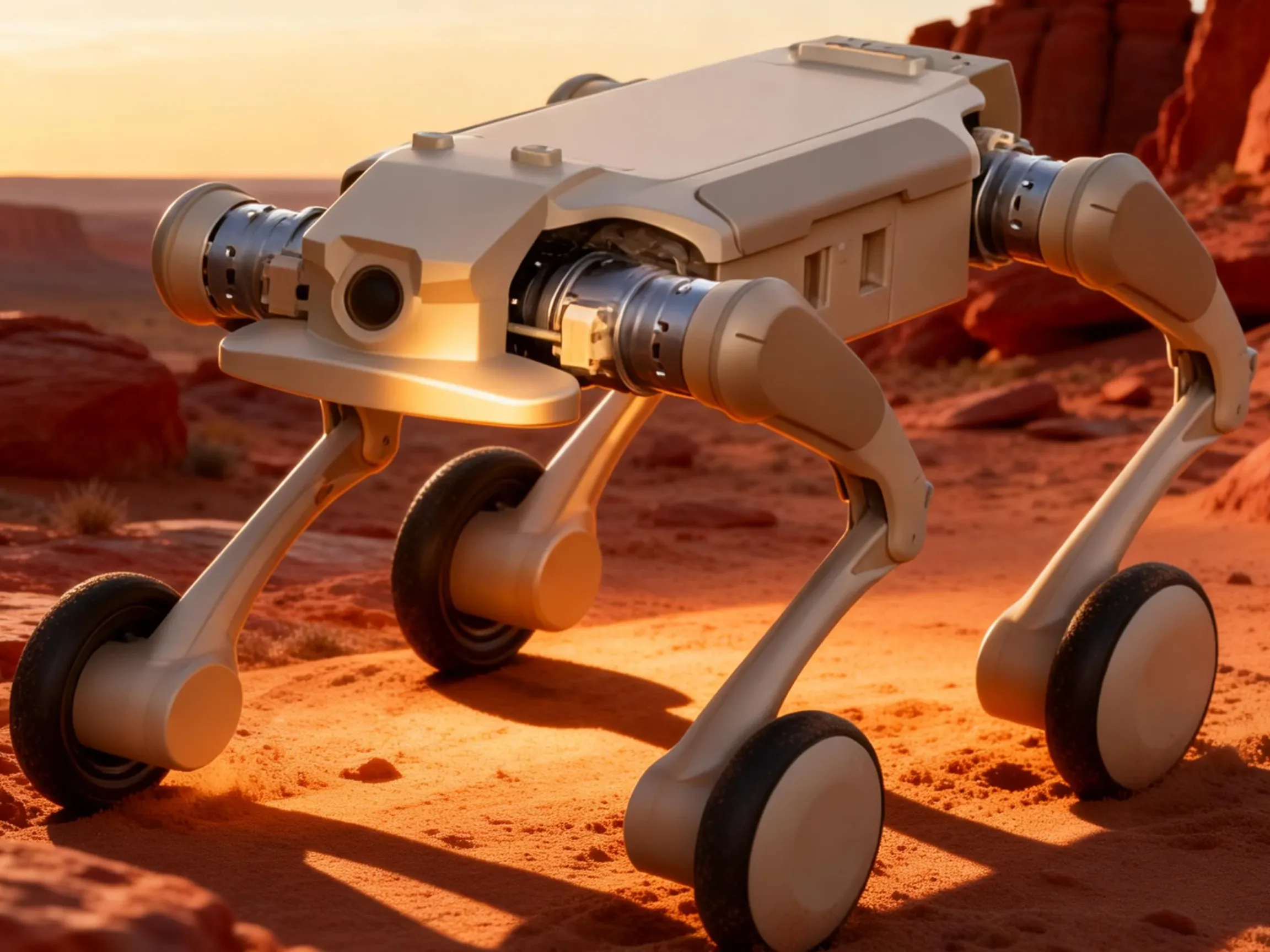 Wheeled Medium-Sized Quadruped Robot &ndash; Industrial Automation and AI Robotics Platform