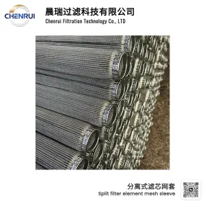 Split filter element mesh sleeve