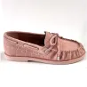 Pink Croc Embossed Suede Moccasin Boat Shoes, Women's Comfort Casual Flats