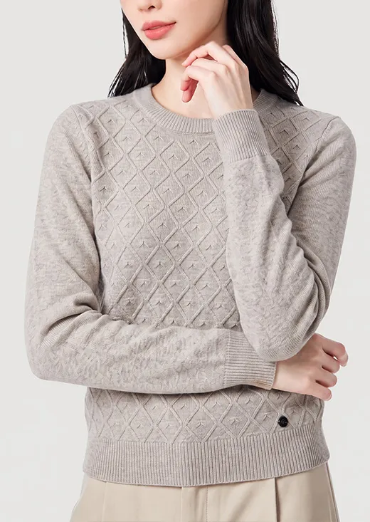 Diamond Texture Crew Neck Knit Sweater