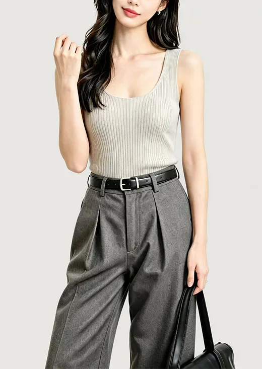 U-Neck Ribbed Knit Tank Top