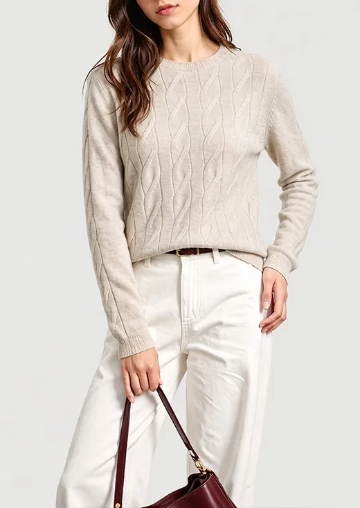Crew Neck Cable Knit Sweater