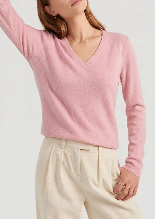 Solid V-Neck Lightweight Knit Sweater