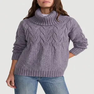 Cowl Neck Cable Knit Sweater