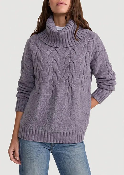 Cowl Neck Cable Knit Sweater
