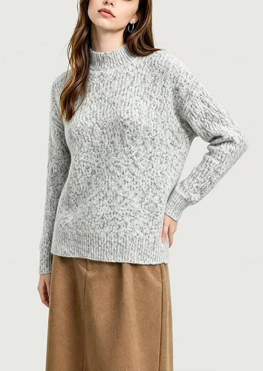 Marled Mock Neck Knit Sweater