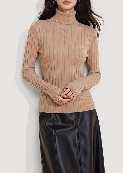 Turtleneck Ribbed Slim Knit Base Layer