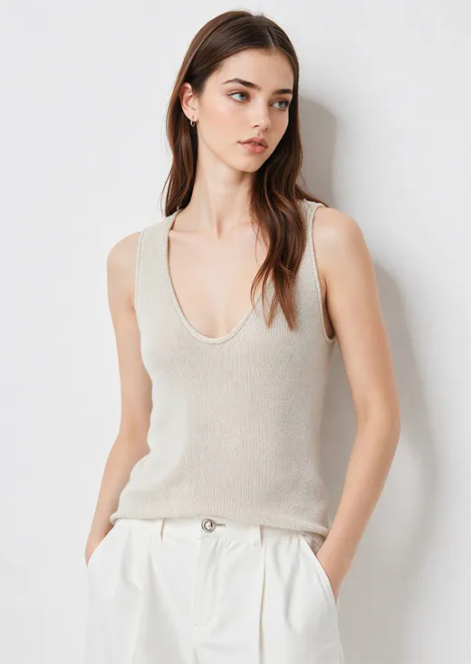 Canotta minimalista in maglia con scollo a V profondo