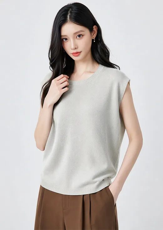 Gilet in maglia a girocollo dalla vestibilit&agrave; comoda