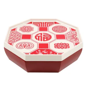 Creative grid covered candy plate with lucky characters