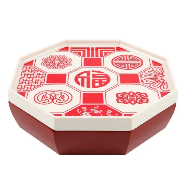 Creative grid covered candy plate with lucky characters