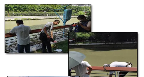 Survey of measuring points for flow measurement device in the middle section of Jin'an River in Fuzhou