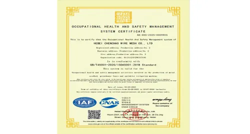 HEALTH AND SAFETY MANAGEMENTSYSTEM CERTIFICATE