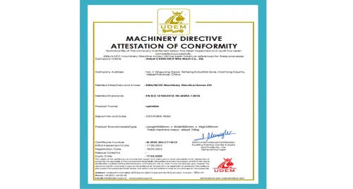 MACHINERY DIRECTIVEATTESTATION OF CONFORMITY