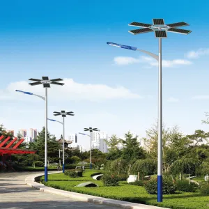 Decorative Solar LED Street Light with Multi-Panel Solar Array