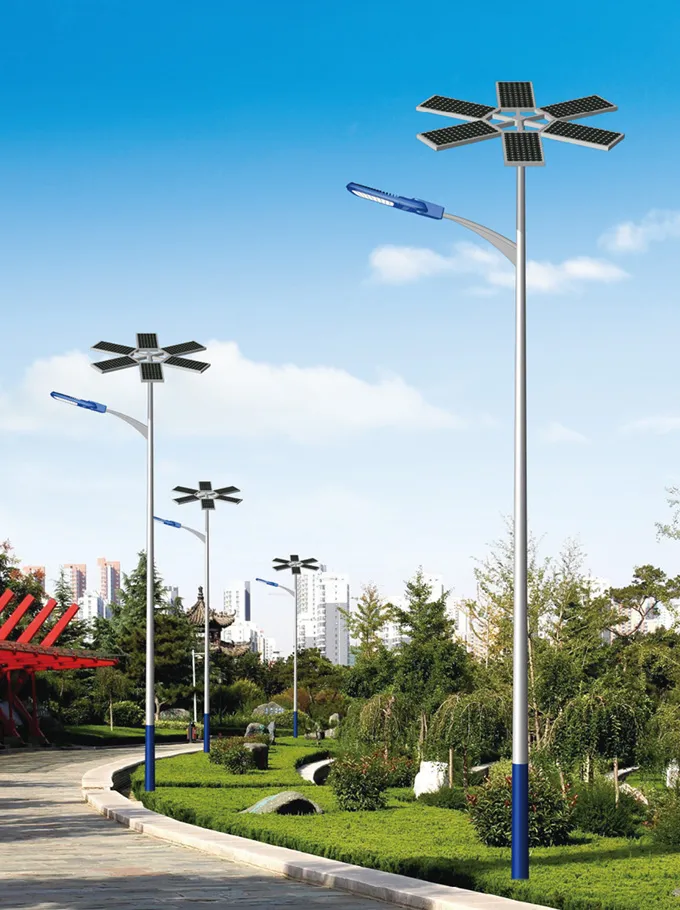 Decorative Solar LED Street Light with Multi-Panel Solar Array