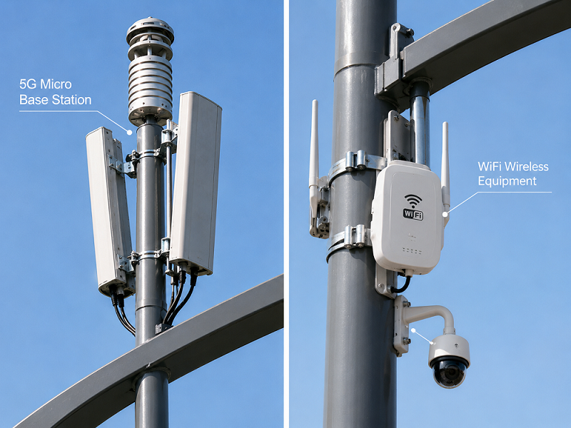 5G micro base station and WiFi modules integrated into smart pole