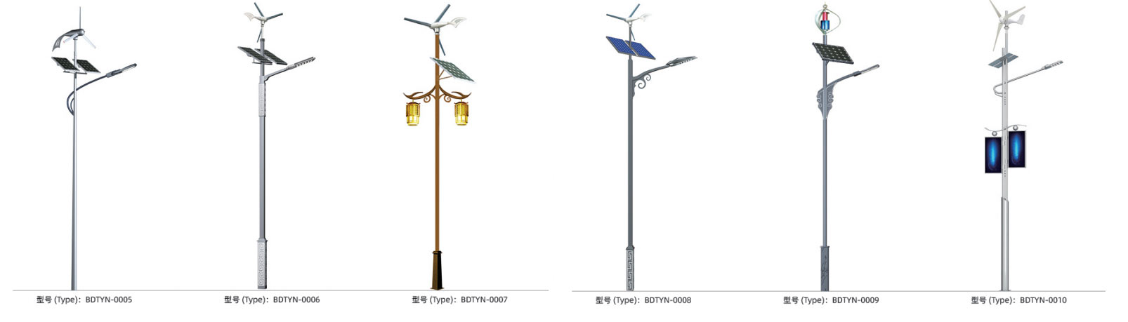 Wind-solar hybrid LED street light configurations for roads and outdoor projects