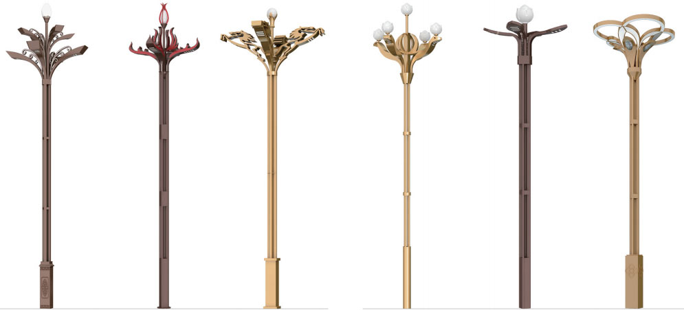 Customized bridge lighting systems and decorative lighting poles