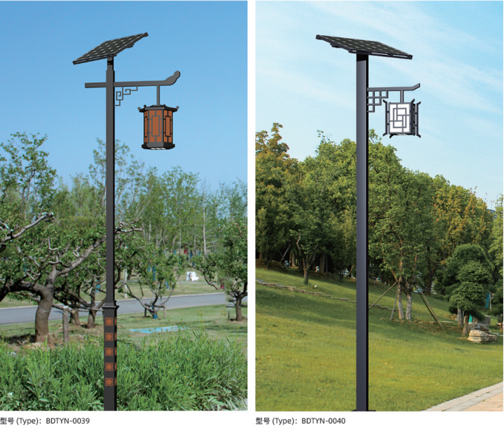 Residential solar street lights for community roads and landscaped areas