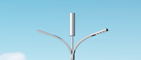 Dual arm LED roadway lighting on smart intersection pole