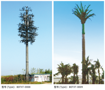 Camouflaged tree and palm communication towers