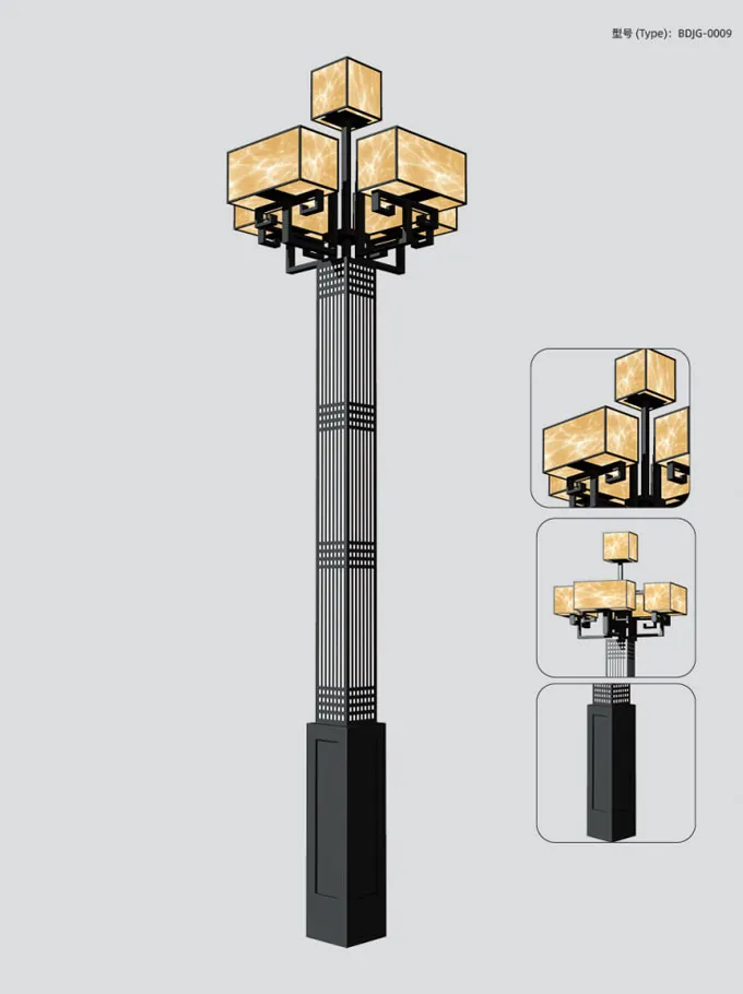 Square Lantern Landscape Light Pole