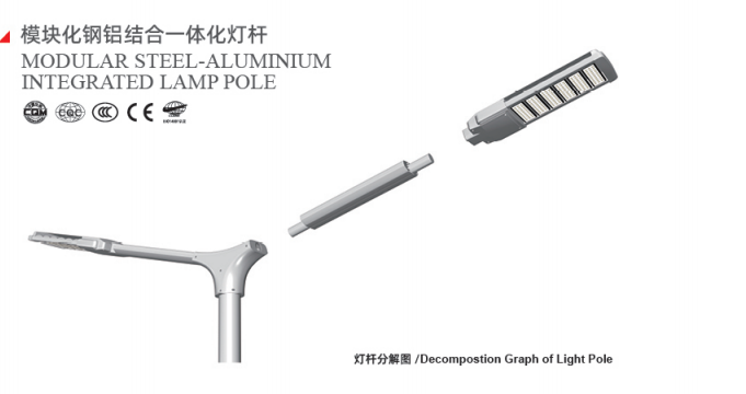 Modular steel aluminum light pole structure with replaceable LED lighting components