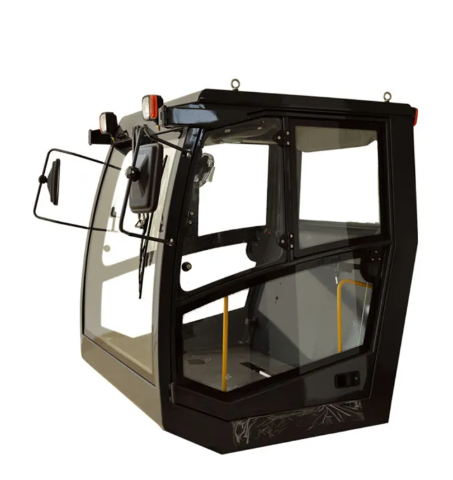 What materials are commonly used for road roller cabs to ensure strength and weather resistance?
