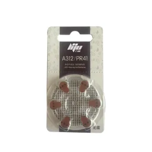A312/PR41 1.45V zinc-air hearing aid battery