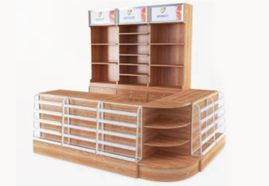Steel and wood cash register counter