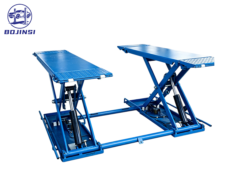 Full-rise hydraulic scissor car lift with double platforms