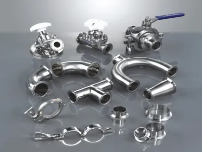 Sanitary valves and pipe fittings