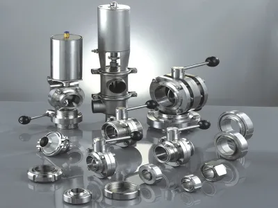 Sanitary valves and pipe fittings