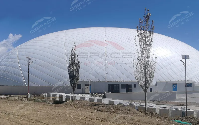 Air Dome silo of sand and gravel yard in Weinan City, Shaanxi Province