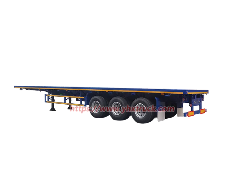 3 Axle low flatbed semi trailer