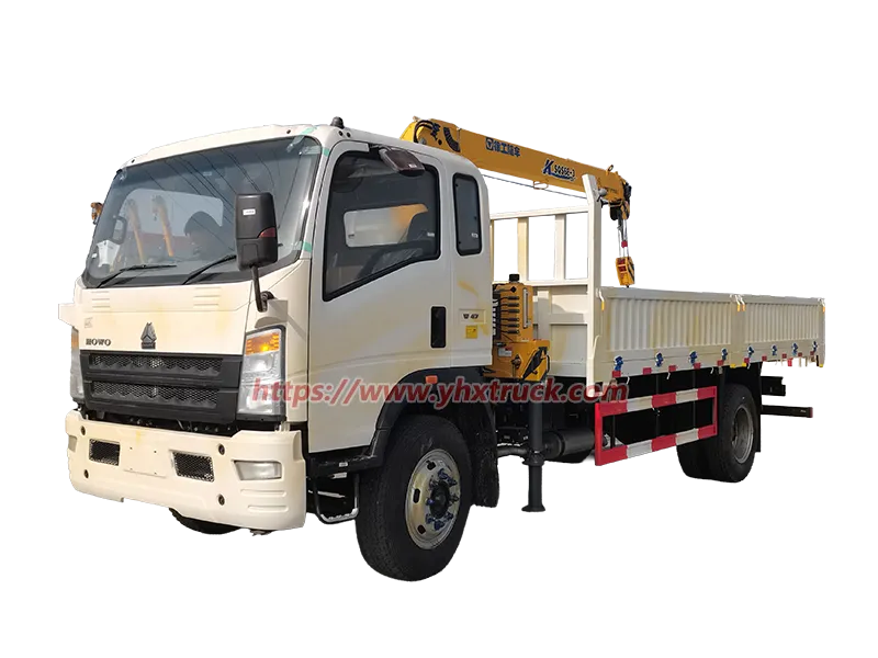 2 Axle HOWO Light Truck Telescopic Straight Boom Truck Mounted Crane