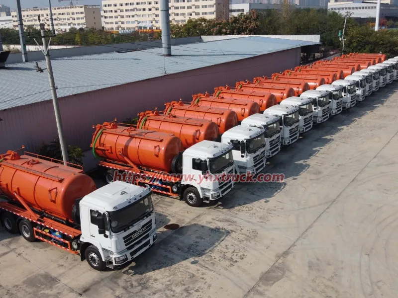 Mass Batch of Shacman 6&times;4 Sewage Suction Trucks Ready for Overseas Shipment