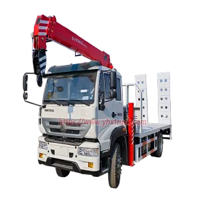 Howo Flatbed Truck with Crane