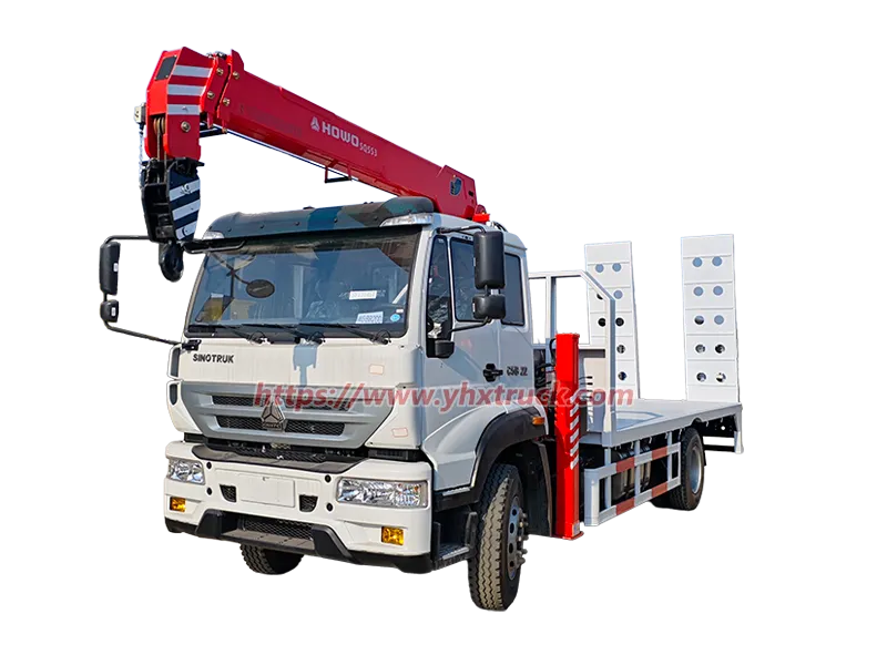 Howo Flatbed Truck with Crane
