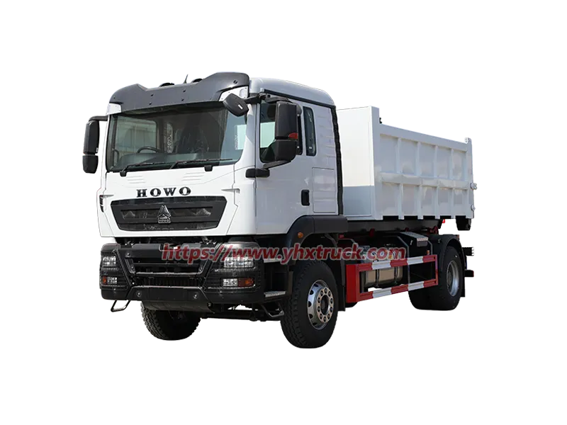 Sinotruk 4x2 Hook Loader Garbage Truck With Garbage Container