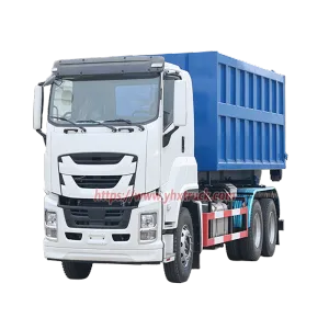 Isuzu 6&times;2 Three Axle Hook Lift Garbage Truck Complete Set With Detachable Skip Bin